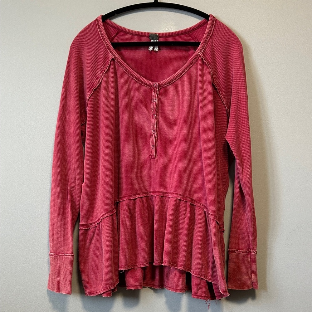 Free People We The Free Coastline Oversized Babydoll Peplum Top Medium